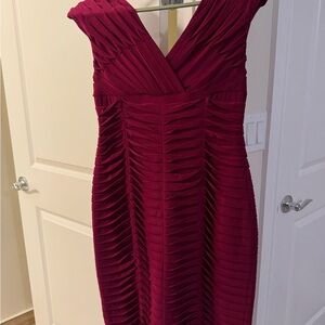Elegant Burgundy Pleated Dress